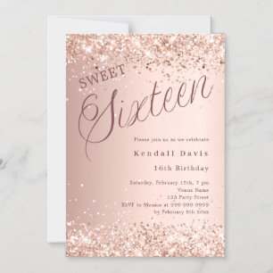 Rose gold script modern Sweet 16 Magnetic Invitation