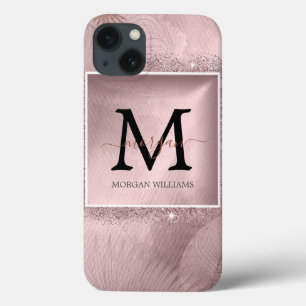 Rose Gold Script Monogram  iPhone 13 Case