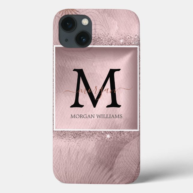Rose Gold Script Monogram  Case-Mate iPhone Case (Back)