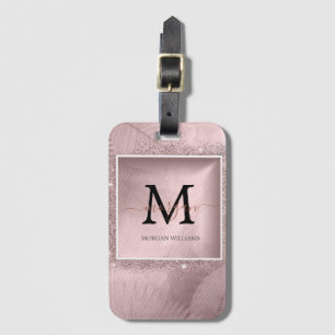 Rose Gold Script Monogram  Luggage Tag