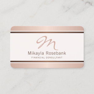 Rose Gold Script Monogram Professional Consultant Business Card