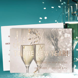 Rose Gold Script New Year Celebration Invitation