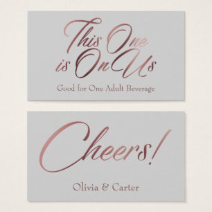 Rose Gold Script on Light Grey Drink Ticket Cards