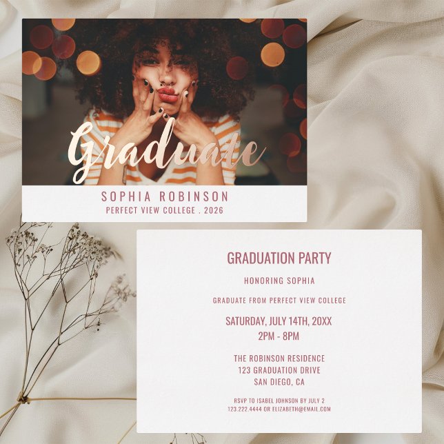 Rose Gold Script Photo 2026 Graduation Party (Creator Uploaded)