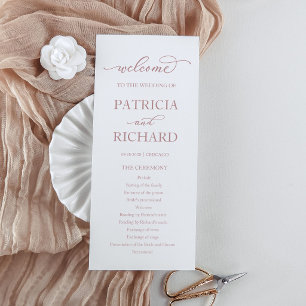 Rose Gold Script Wedding Ceremony Program