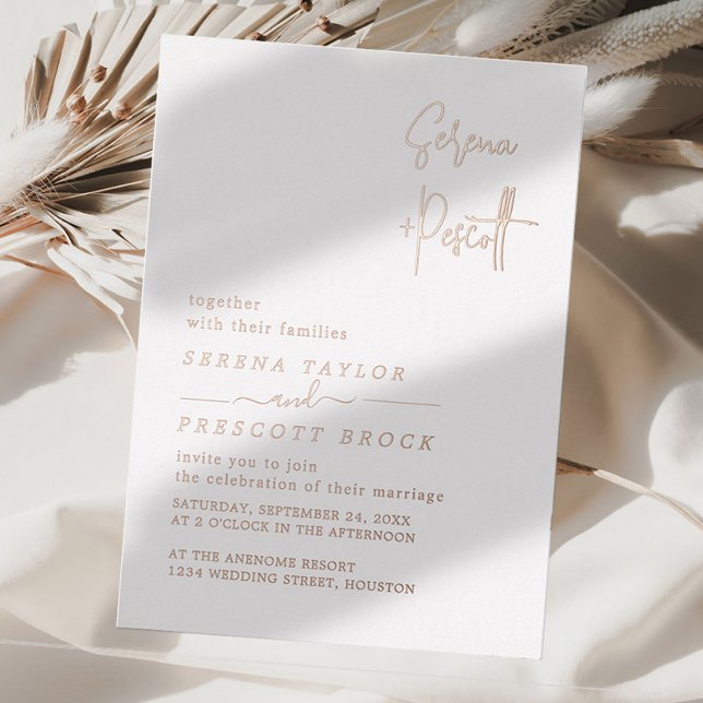 Rose Gold Script Wedding Real Foil Invitation (Creator Uploaded)