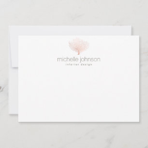 Rose Gold Sea Fan Coral Flat Notecard