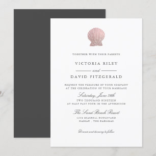 Rose Gold Seashell Elegant Ocean Beach wedding Invitation