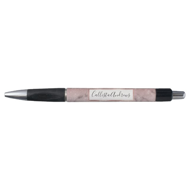 Rose Gold Sequin Glitter White Marble Ombre Pen (Front)