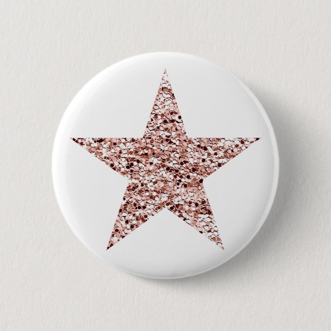 Rose Gold Sequin Twinkle Clipart Shining Star Clip 2 Inch Round Button (Front)