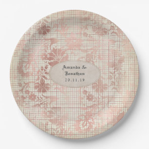 Rose Gold Shabby-Chic Wedding Paper Plate