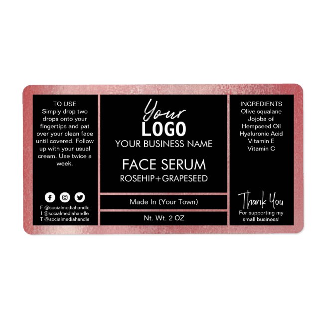 Rose Gold Shimmer Effect Black Serum (Front)