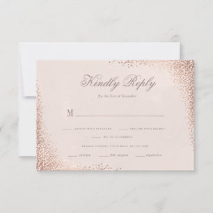 Rose Gold Shimmer Elegant Wedding RSVP Card
