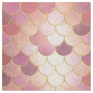 Rose Gold Shimmer Mermaid Scale Pattern Fabric