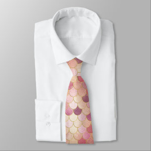 Rose Gold Shimmer Mermaid Scale Pattern Tie