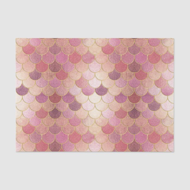 Rose Gold Shimmer Mermaid Scale Pattern Tissue Paper (Front)