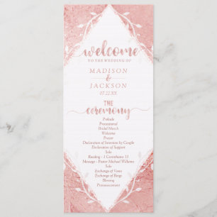 Rose Gold Shimmer Metallic Foil Wedding Programme
