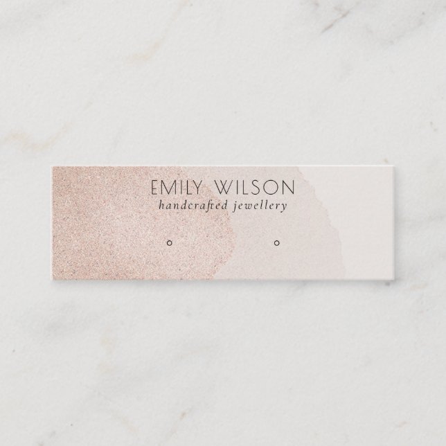 Rose Gold Shiny Brush Stokes Stud Earring Display Mini Business Card (Front)