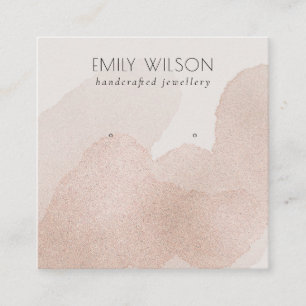 Rose Gold Shiny Brush Stroke Stud Earring Display Square Business Card