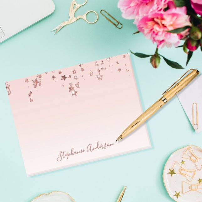 Rose gold shiny stars copper ombre white pastel post-it notes (Creator Uploaded)