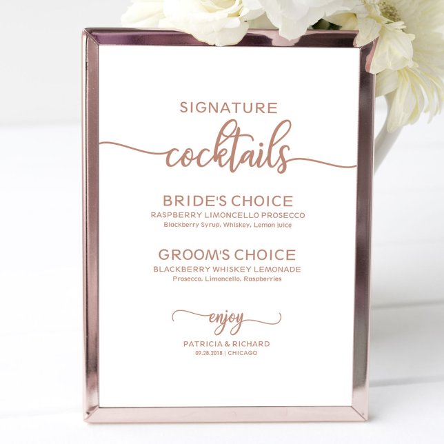 Rose Gold Signature Cocktails Wedding Sign (Creator Uploaded)