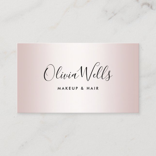 Rose Gold Signature Script Social Media Business   Card (Front)