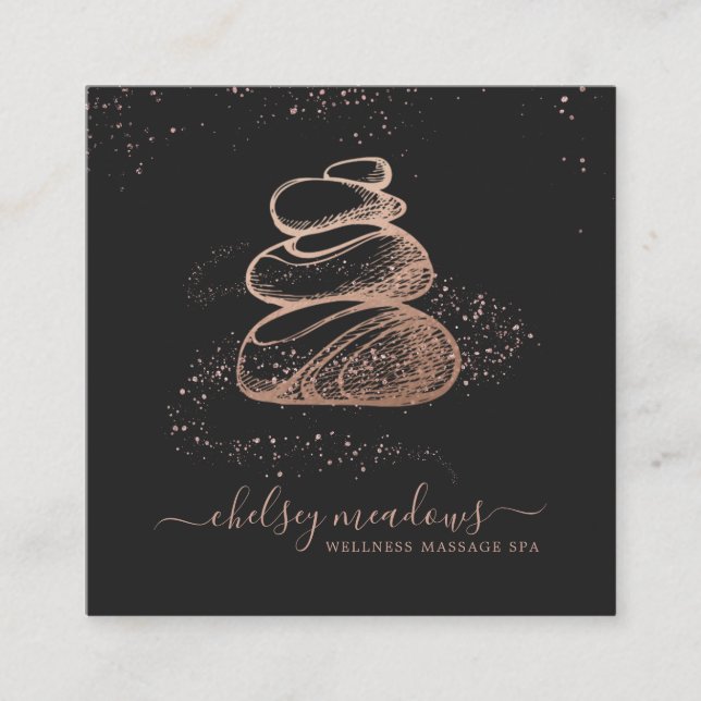Rose Gold Signature Spa Logo | Square Business Square Business Card (Front)