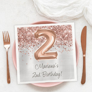 Rose Gold Silver 2nd Birthday Party Napkin