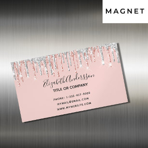 Rose gold silver drips elegant modern Magnetic business card