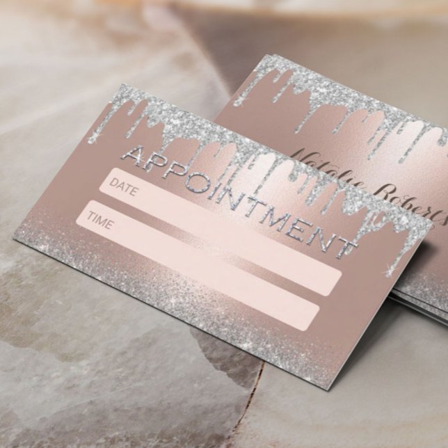 Rose Gold Silver Glitter Drips Salon Appointment (Creator Uploaded)
