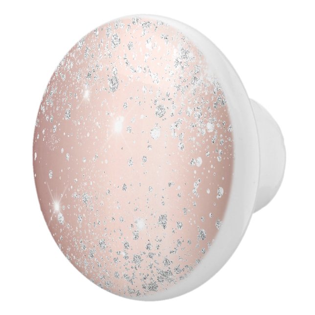 Rose gold silver glitter dust girly elegant ceramic knob (Right)