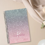 Rose Gold Silver Glitter Sparkle Yearly Monogram Planner<br><div class="desc">This design was created though digital art. It may be personalized in the area provided or customizing by choosing the click to customize further option and changing the name, initials or words. You may also change the text colour and style or delete the text for an image only design. Contact...</div>