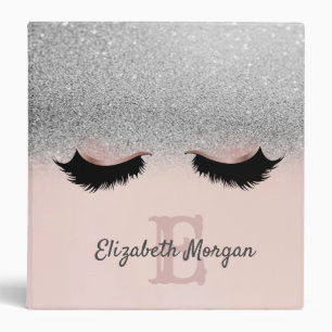 Rose Gold Silver  Glittery Bokeh faux Lashes Binder
