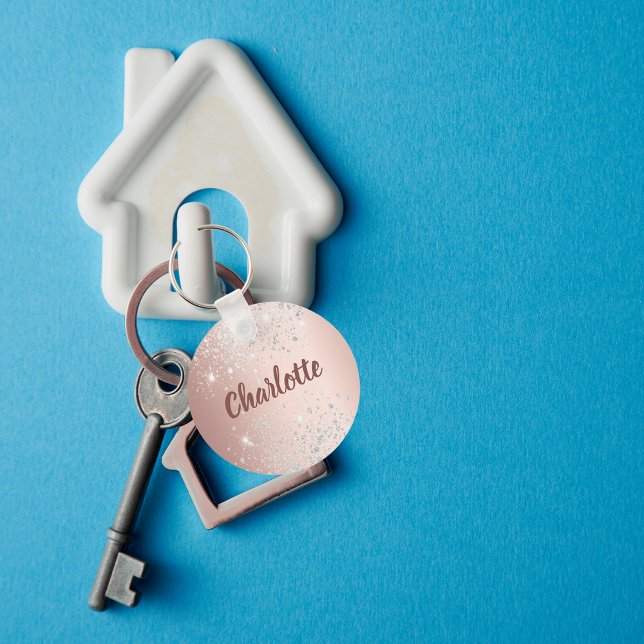 Rose gold silver name keychain (Creator Uploaded)