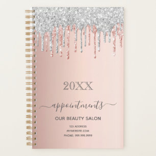 Rose gold silver pink drips salon appointments planner