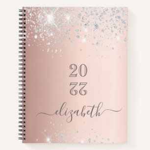 Rose gold silver script 2025 notebook