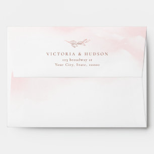Rose gold simple botanical wedding return address envelope