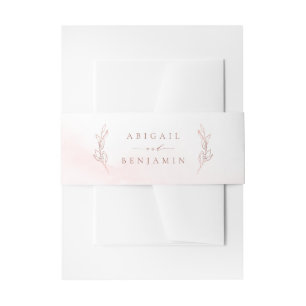 Rose gold Simple elegance botanical wreath wedding Invitation Belly Band