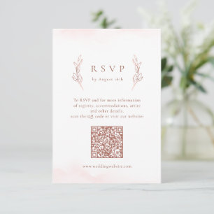 Rose gold simple elegant botanical QR code wedding RSVP Card