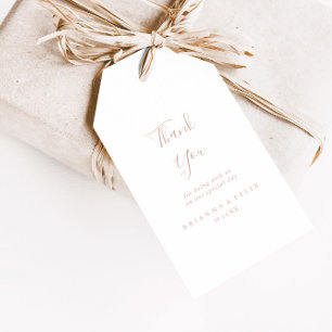 Rose Gold Simple Minimalist Wedding Thank You  Gift Tags