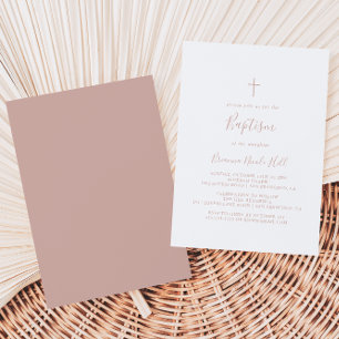 Rose Gold Simple Minimaliste Baptême Invitation