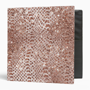 Rose Gold Snake Glitter Glam Binder