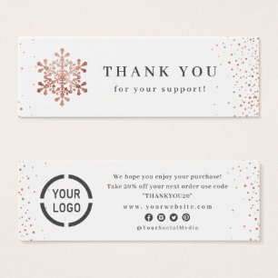 Rose gold Snowflake Christmas Thank You Insert