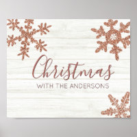 Rose Gold Snowflake Rustic Winter Christmas