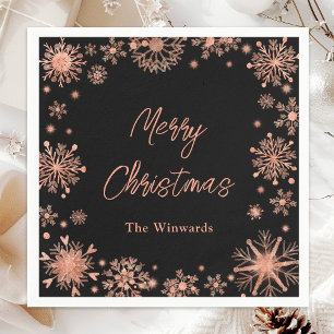 Rose Gold Snowflakes Christmas Party Napkin