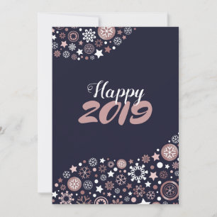 Rose Gold Snowflakes Happy New Year Holiday Card