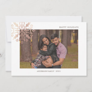 rose gold snowflakes holiday photo card