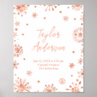 Rose Gold Snowflakes on White Birth Stats