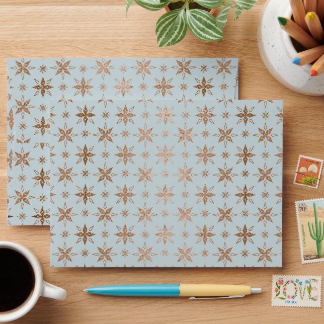 Rose Gold Snowflakes Pattern Envelope (Desk)