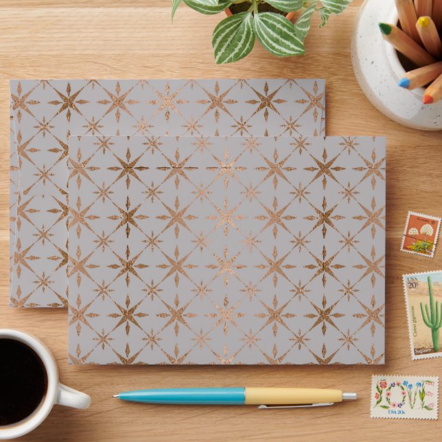 Rose Gold Snowflakes Pattern Envelope (Desk)